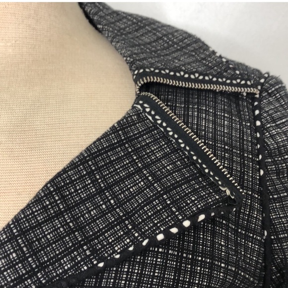 Kay Unger Tweed Skirt Suit Black White Moto Accent Size 10 - Picture 5 of 11